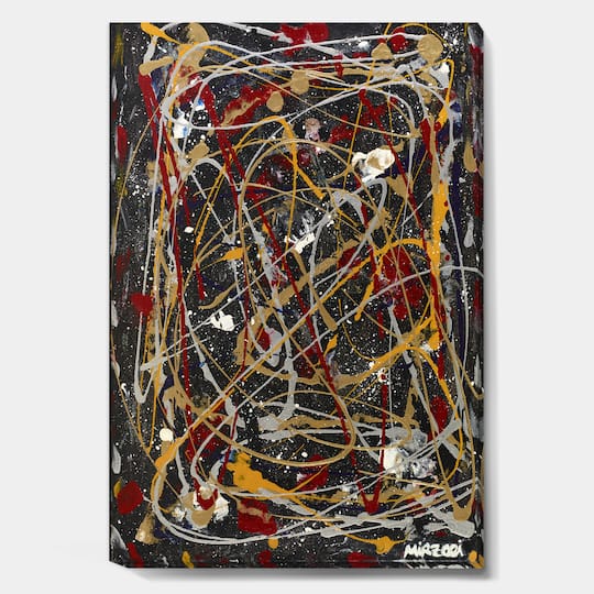 Designart - Red, Yellow and Black Pollock Style I